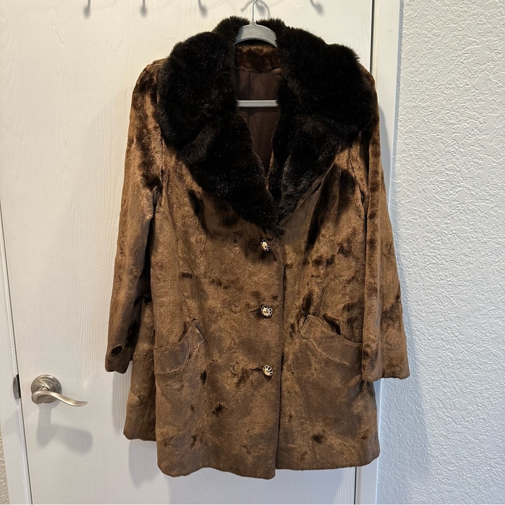 Mary Lane Faux Fur Coat Lined Vintage Size 12